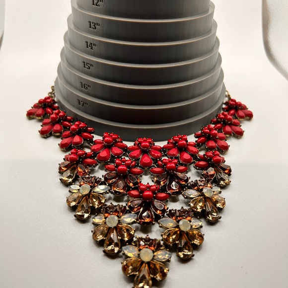 J.Crew bold floral necklace pink clear faceted beads special occasions ornate - Picture 9 of 11